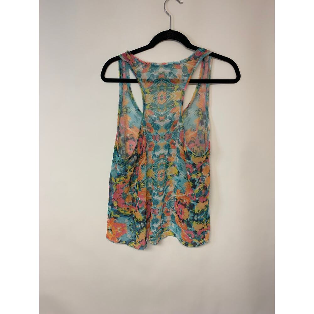Aeropostale Blouse Sheer Racer Back Multi Floral Delicate Boho Womens SZ XL